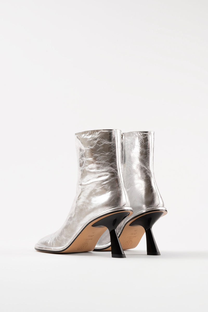 TEO - Silver Leather Ankle Boots