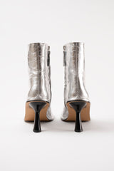 TEO - Silver Leather Ankle Boots