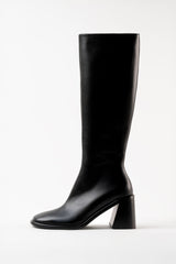 TRIANA - Black Leather Knee-High Boots