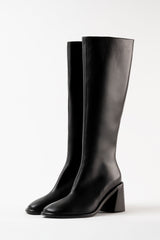 TRIANA - Black Leather Knee-High Boots