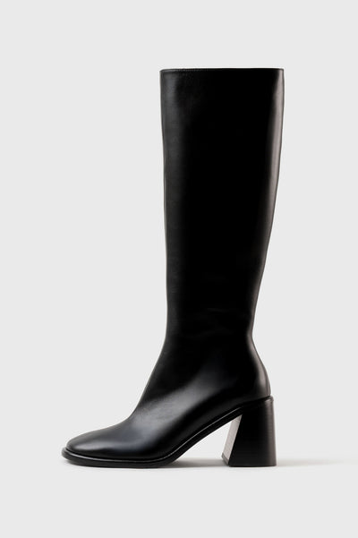 TRIANA - Black Leather Knee-High Boots