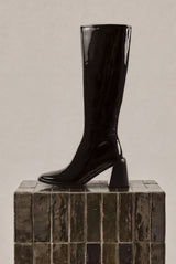 TRIANA - Black Patent Leather Knee-High Boots