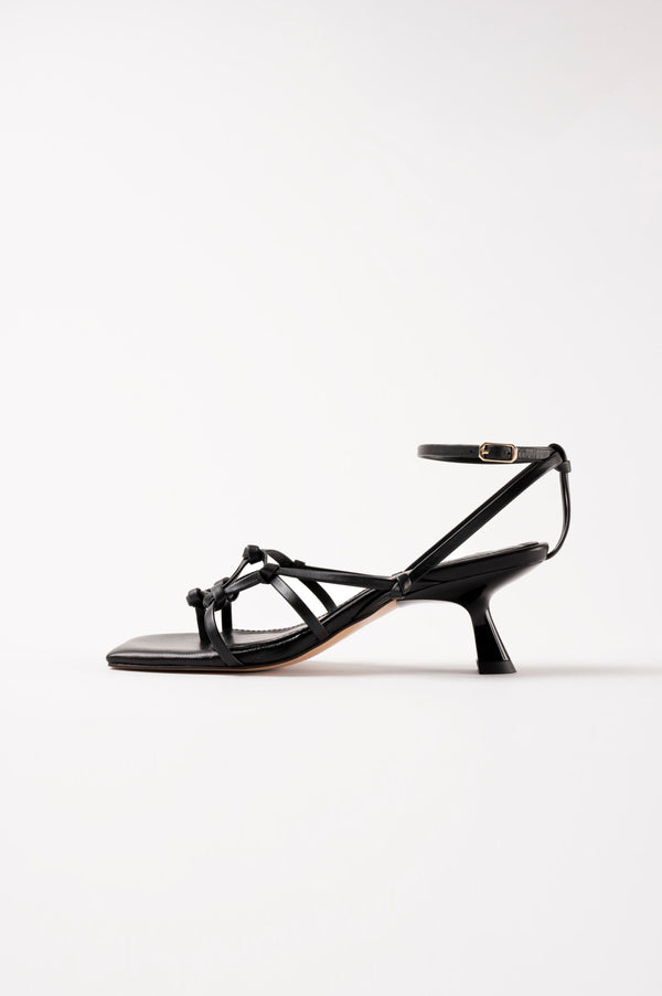 VERBENA - Black Woven Leather Sandals