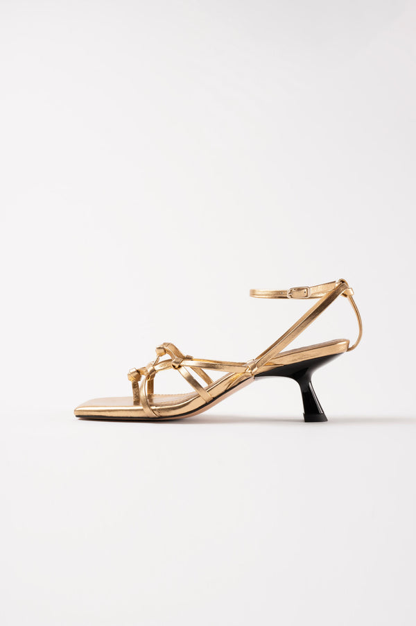 VERBENA - Gold Woven Leather Sandals