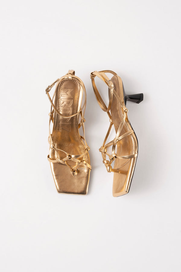 VERBENA - Gold Woven Leather Sandals