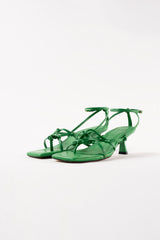 VERBENA - Green Woven Leather Sandals