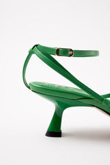VERBENA - Green Woven Leather Sandals