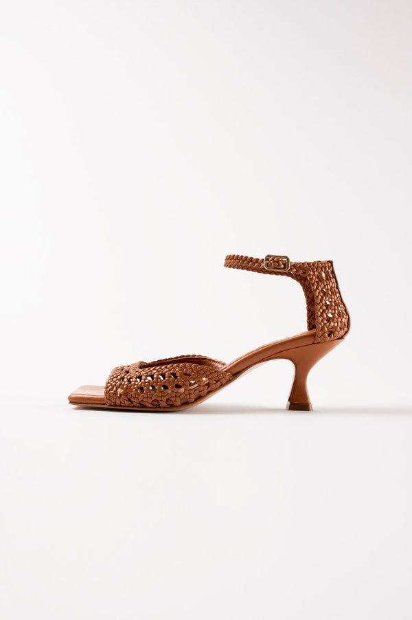 VERONICA - Brown Woven Leather Sandals