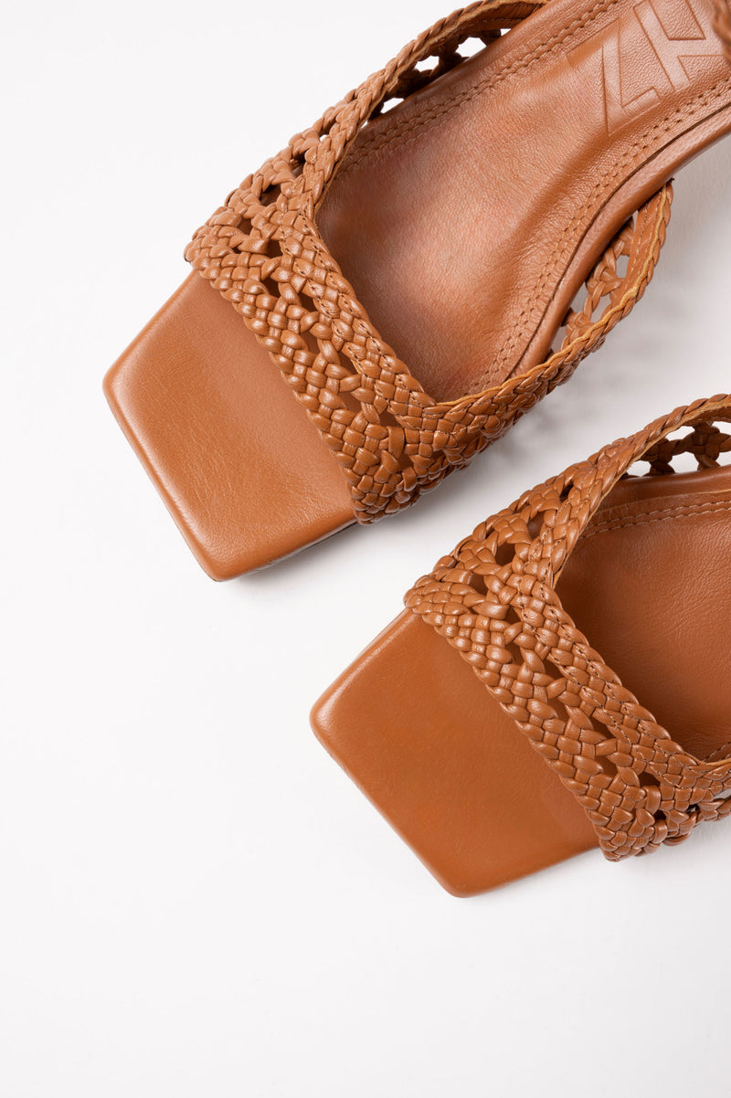 VERONICA - Brown Woven Leather Sandals