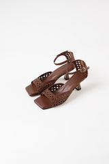 VERONICA - Dark Brown Woven Leather Sandals