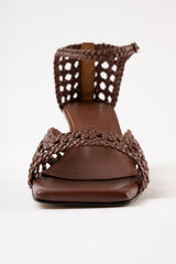 VERONICA - Dark Brown Woven Leather Sandals