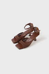Veronica dark brown woven leather sandals - Souliers Martinez