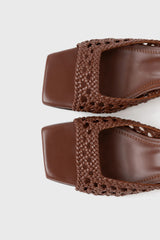 Veronica dark brown woven leather sandals - Souliers Martinez