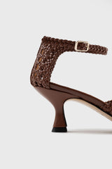 Veronica dark brown woven leather sandals - Souliers Martinez