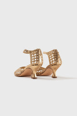 Veronica gold woven leather sandals - Souliers Martinez