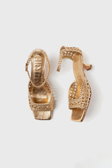 Veronica gold woven leather sandals - Souliers Martinez