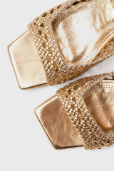 Veronica gold woven leather sandals - Souliers Martinez