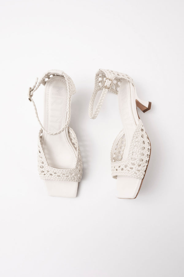 VERONICA - White Woven Leather Sandals