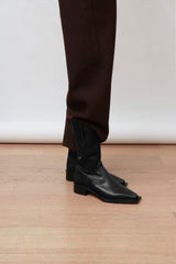 ALAMEDA - Black Leather Mid-Calf Cowboy Boots