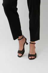 ARENALES - Black Woven Leather Sandals