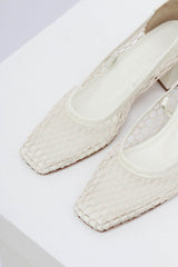 BALLES - White Mesh Pumps with Ankle Straps