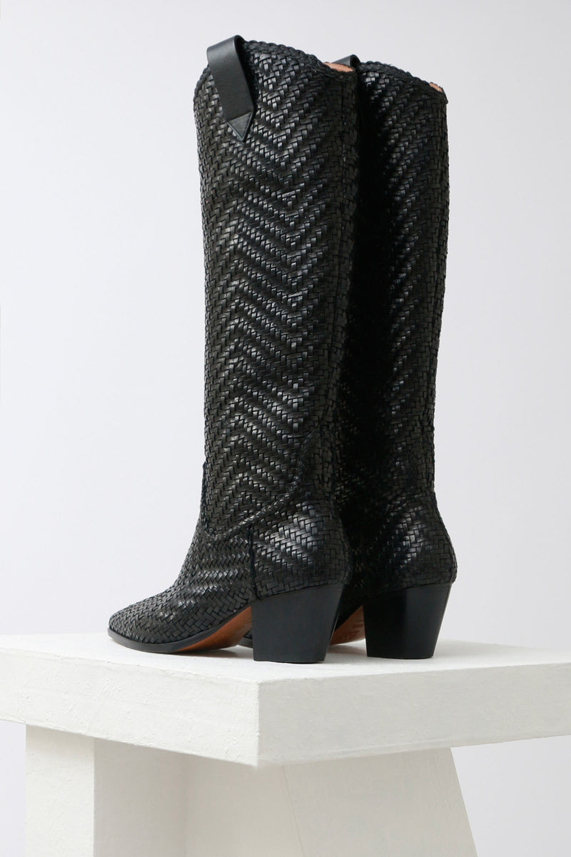 GUADALAJARA - Black Woven Leather Boots