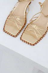 IMPERIAL - Gold Leather Sandals with Welt Stitching