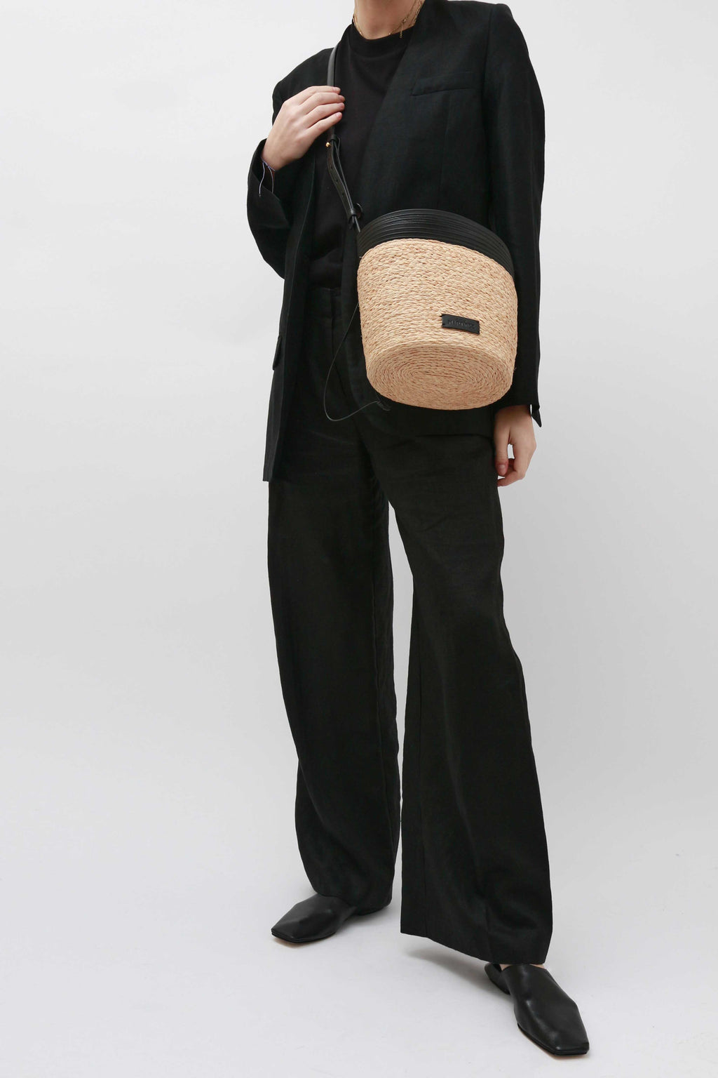 Women's Leather-Raffia 'Hot Summer' Cross-Body Bag