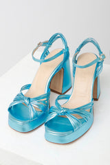 SPRINGS - Metallic Blue Leather Platform Sandals