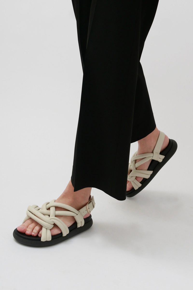 TELVA - White Tubular Leather Sandals