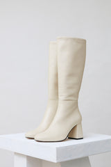 QUINTANA - Off-White Leather Knee-High Boots